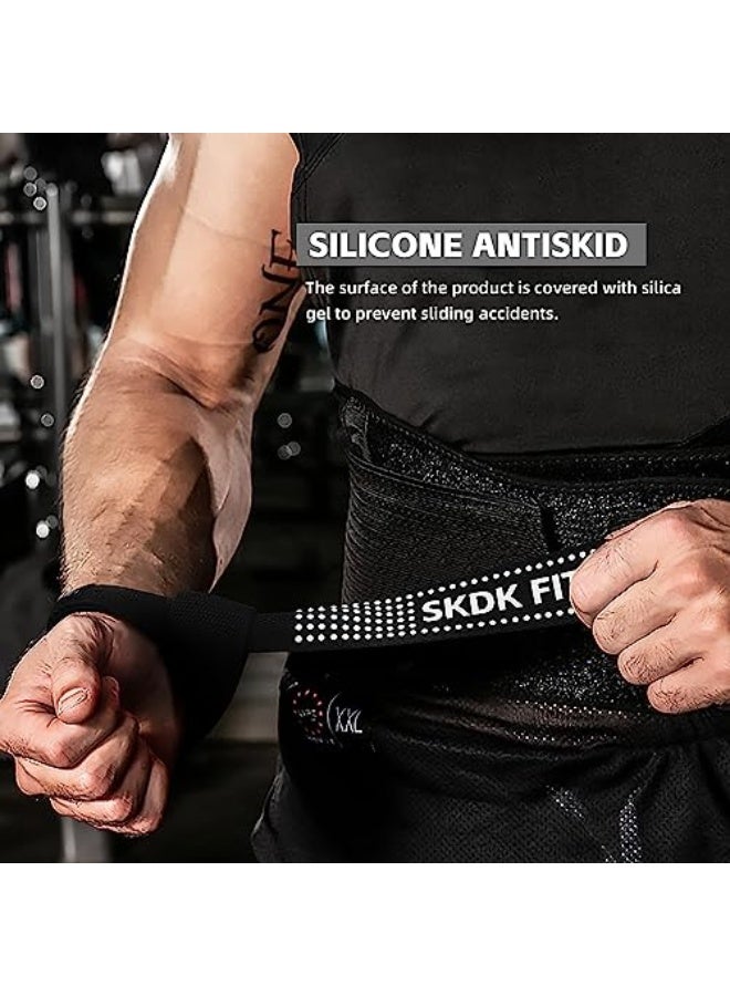 SKDK Cotton Hard Pull Wrist Lifting Straps Grips Band-Deadlift Straps with Neoprene Cushioned Wrist Padded and Anti-Skid Silicone - for Weightlifting, Bodybuilding, Xfit, Strength Training - Image 4