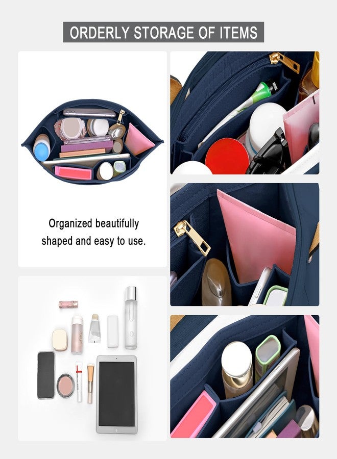 LOUKAYCCI منظم حقيبة يد LOUKAYCCI لحقيبة Longchamp Le Pliage L، مصنوع من اللباد، منظم حقيبة Longchamp Tote مع كوب (أزرق داكن، متوسط) - Image 5