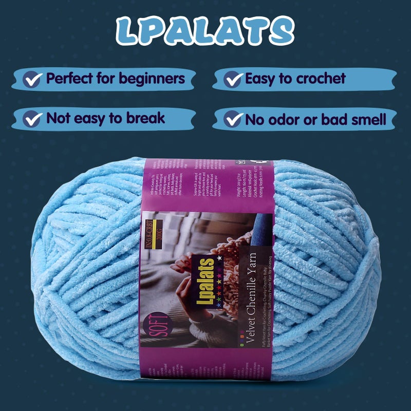 Lpalats Baby Blanket Yarn for Crocheting - 2 Pack of 200g/7oz Chunky Chenille Yarn for Knitting Blankets Amigurumi - #6 Super Bulky - 348 Yards Soft Thick Plush Yarns (2, Red) - Image 3
