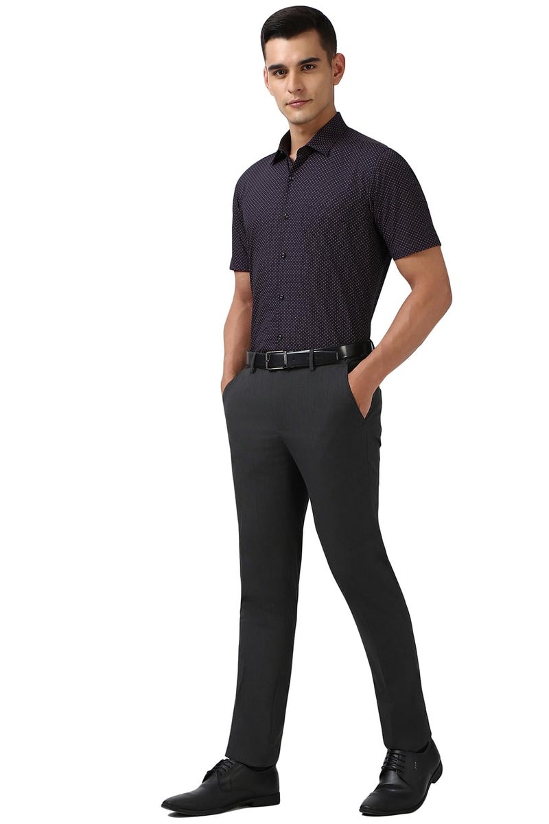 Peter England Men Mid Rise Slim Fit Flat Front Trouser Charcoal, 32 - Image 5
