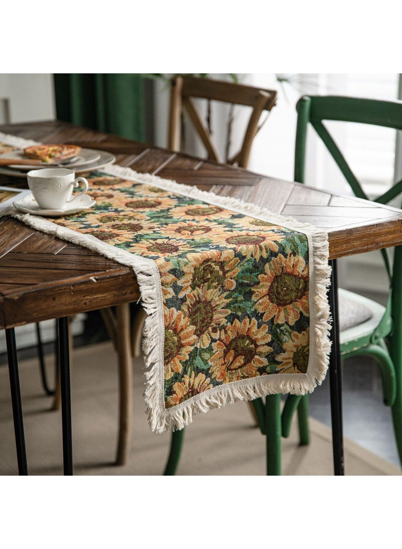 واي آند دي مفرش مائدة مزخرف بطبعة شرابة بوهيمية مقاس 30*180 سم - Image 1