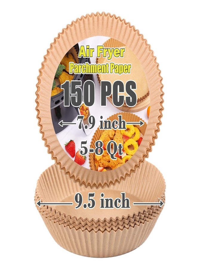 GOAUS Air Fryer 150 Pcs Round Paper Liners Disposable Large for 5 to 8 Qt Basket, 7.9 inch Unbleached Non-stick Oil-proof Parchment Paper - Image 1