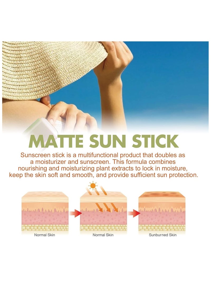 SYOSI Matte Sun Stick, Mugwort + Camelia, Korean Sunscreen Stick, Beauty of Matte Sun Stick, for Face Moisturizer with SPF 50+ PA+++ Matte Sunscreen for Face & Body Non Greasy, No White Cast (18g/0.63oz)  - Image 5