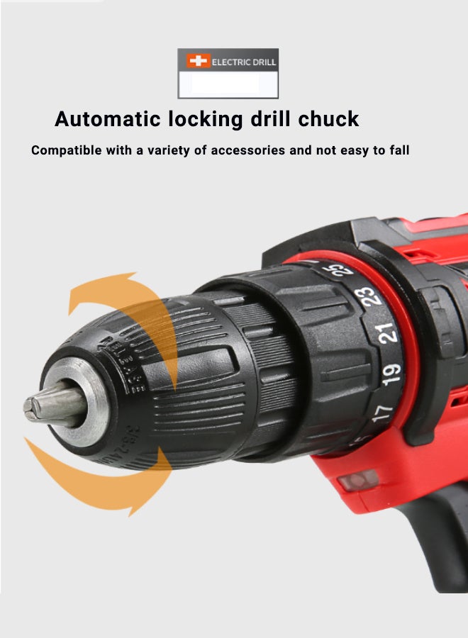 سوبر زي يوث مثقاب كهربائي لاسلكي 36 فولت مع بطاريتين وشاحن، طقم ملحقات أدوات المثقاب/المفك مكون من 102 قطعة، أحمر - Image 4