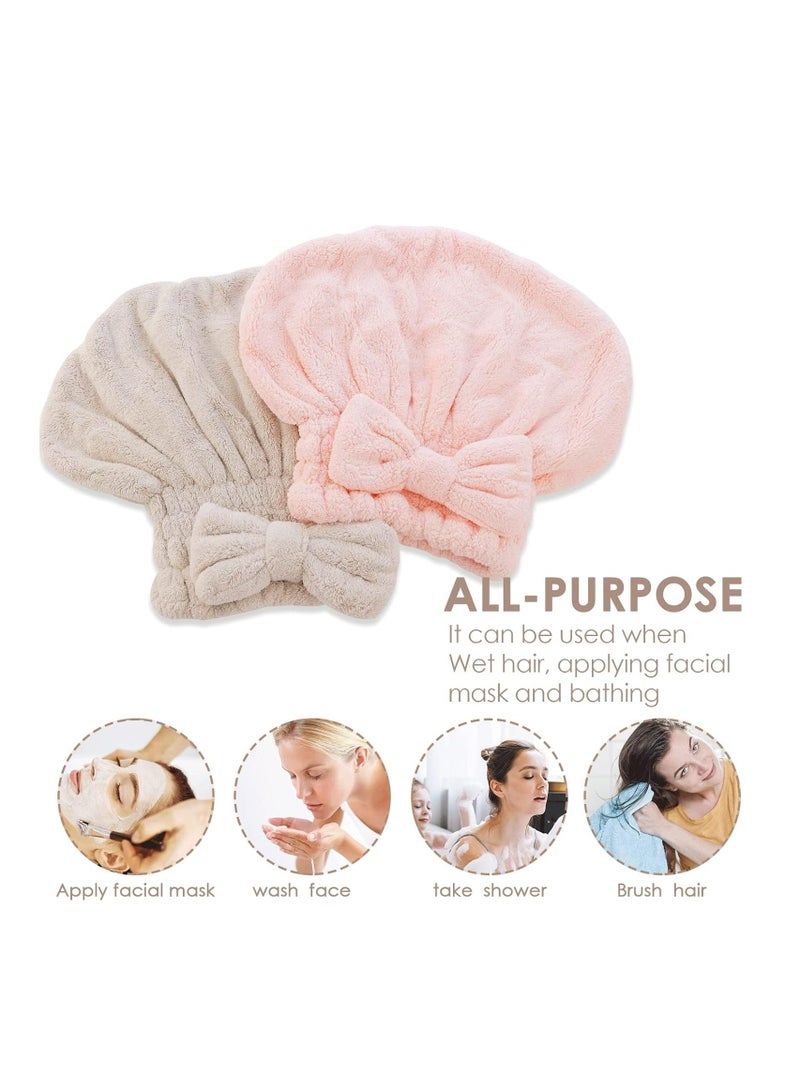 إسكدنيا عدد 2 قطعة من أغطية تجفيف الشعر من الألياف الدقيقة، أغطية فوط فائقة الامتصاص للتجفيف السريع، مناشف عمامة ناعمة - Image 4