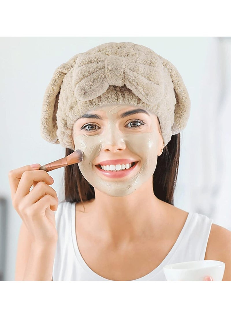 إسكدنيا عدد 2 قطعة من أغطية تجفيف الشعر من الألياف الدقيقة، أغطية فوط فائقة الامتصاص للتجفيف السريع، مناشف عمامة ناعمة - Image 5