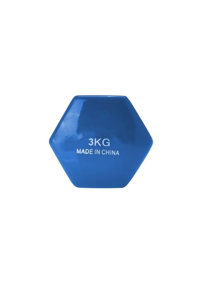 A 3-kilogram vinyl weightlifting dumbbell made of two pieces. - Image 2