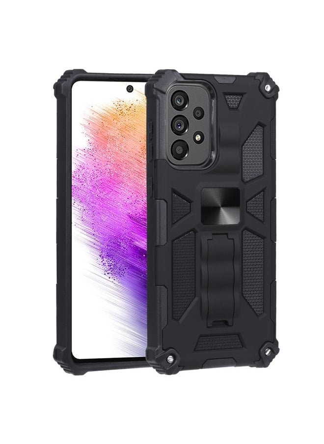 Generic - Case Cover For Samsung Galaxy A73 5G Shockproof TPU + PC Magnetic Protective Phone Case with Holder Black - Image 1