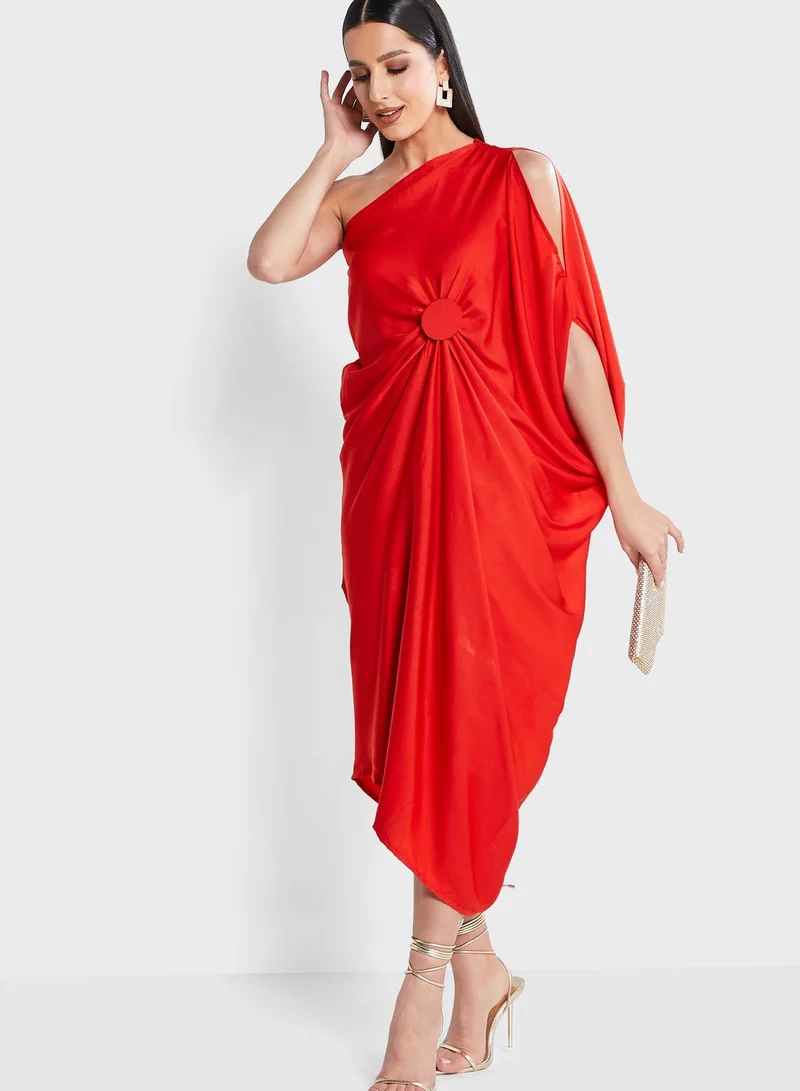 The Arab Crab One Shoulder Front Knot Dress