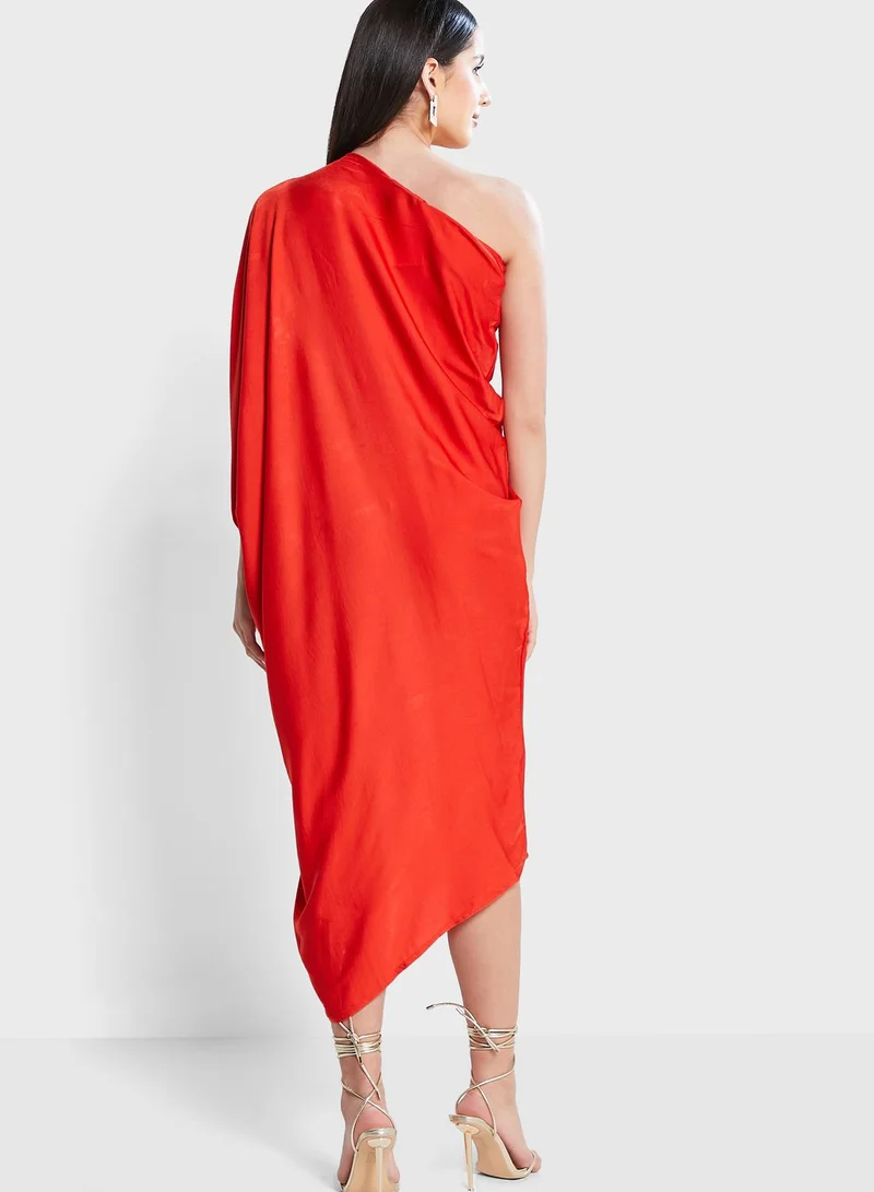 The Arab Crab One Shoulder Front Knot Dress