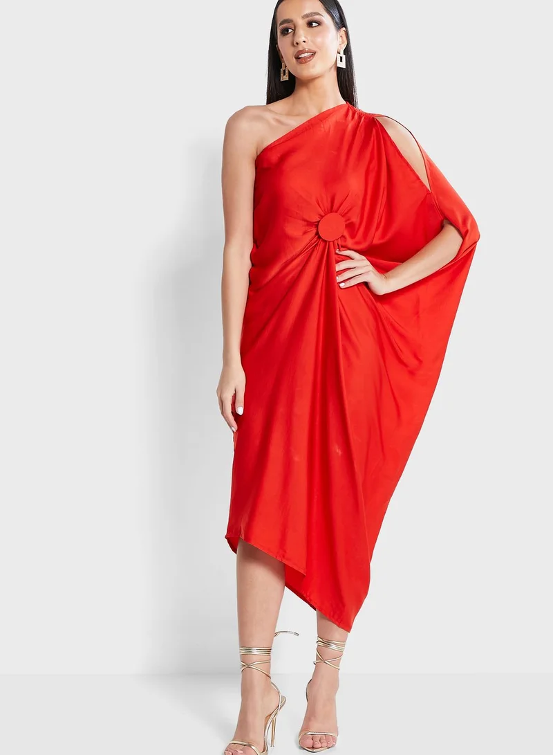 The Arab Crab One Shoulder Front Knot Dress