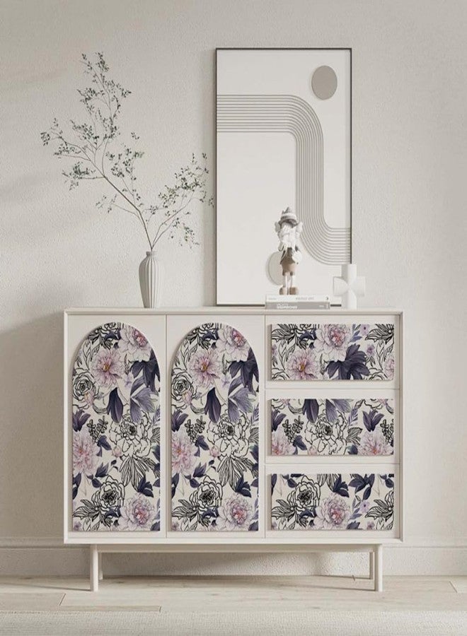 GeRRiT 17.32"x118" Purple Peel and Stick Wallpaper Watercolor Floral Wall Paper Self-Adhesive Contact Paper for Bedroom Bathroom - Image 2