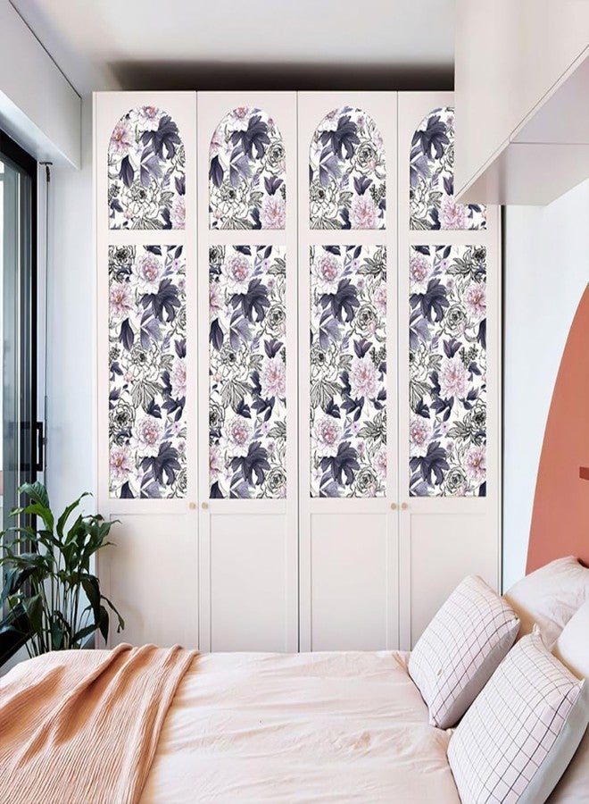 GeRRiT 17.32"x118" Purple Peel and Stick Wallpaper Watercolor Floral Wall Paper Self-Adhesive Contact Paper for Bedroom Bathroom - Image 4