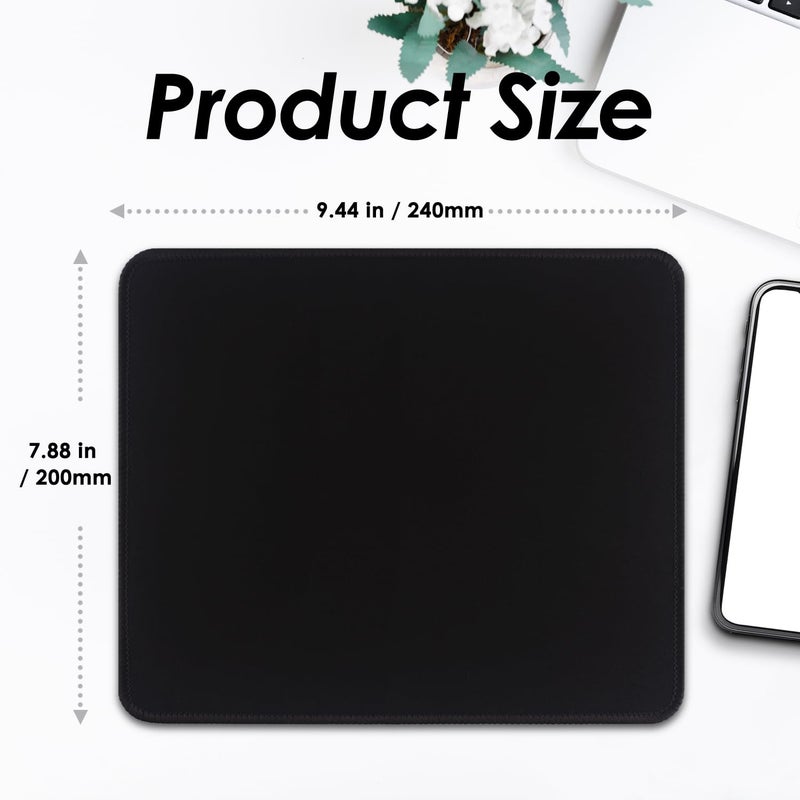 FROGIGO Square Mouse Pad with Stitched Edge, Premium Mousepad Washable Cloth. Computer Mouse Pad with Non-Slip Rubber Base, Mouse Pads for Computers Laptop Mouse 9.25x7.75x0.12 inch-Pure Black - Image 3