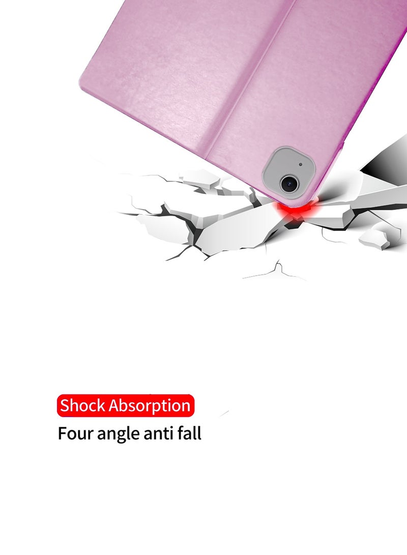Wtech Apple iPad Air 11 5G 2024 (iPad Air 6th Generation M2) 11 Inch Classic PU Leather Trifold Stand Flip Case Cover Light Pink - Image 5