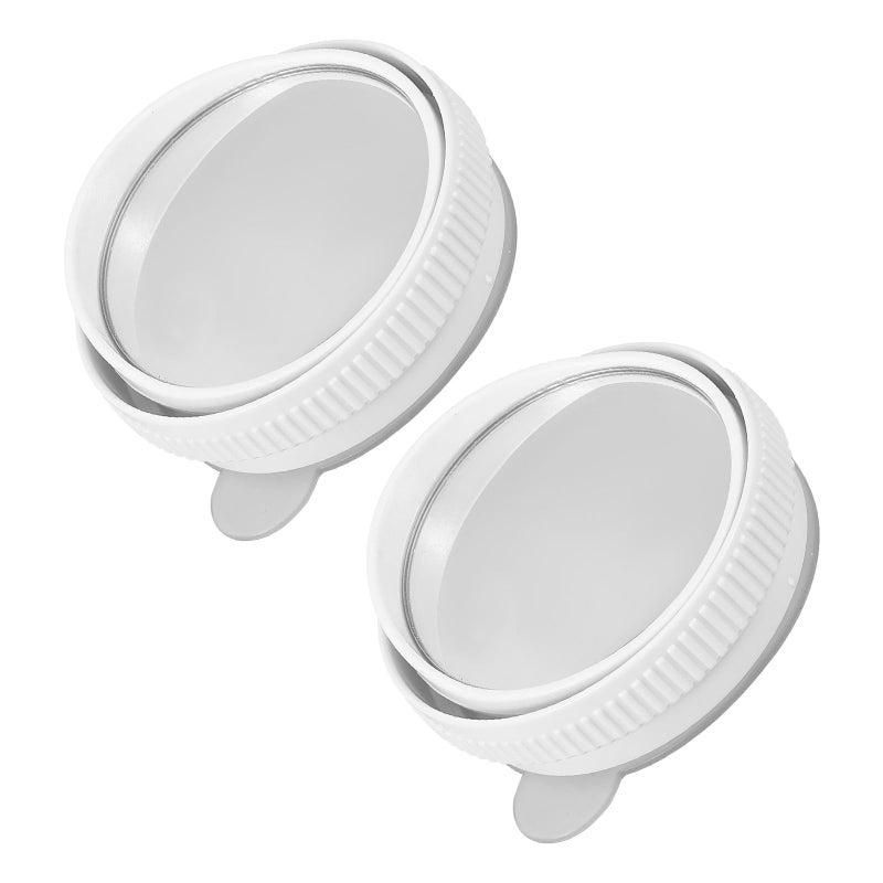 White 2Pcs Car Blind Spot Mirrors 360 Degree Rotation Rain Shield Vehicle Safety - Image 2