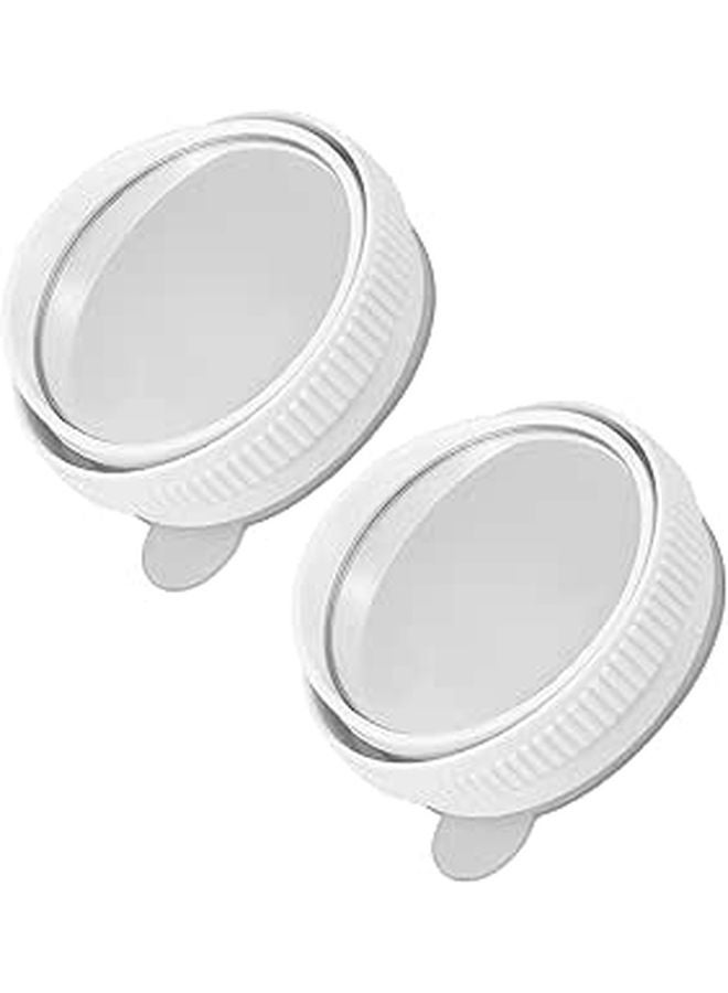 White 2Pcs Car Blind Spot Mirrors 360 Degree Rotation Rain Shield Vehicle Safety - Image 1