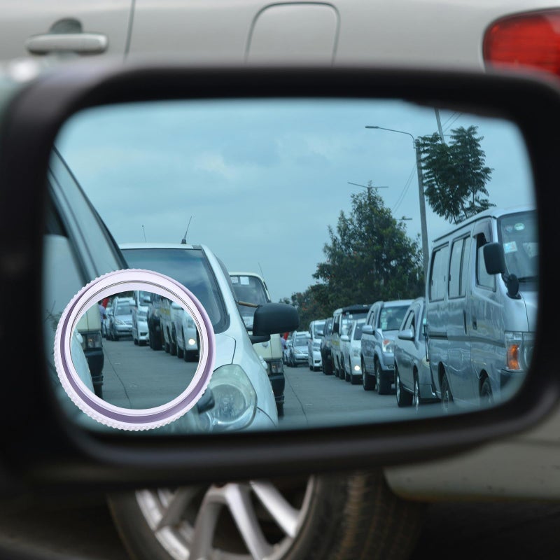 White 2Pcs Car Blind Spot Mirrors 360 Degree Rotation Rain Shield Vehicle Safety - Image 4