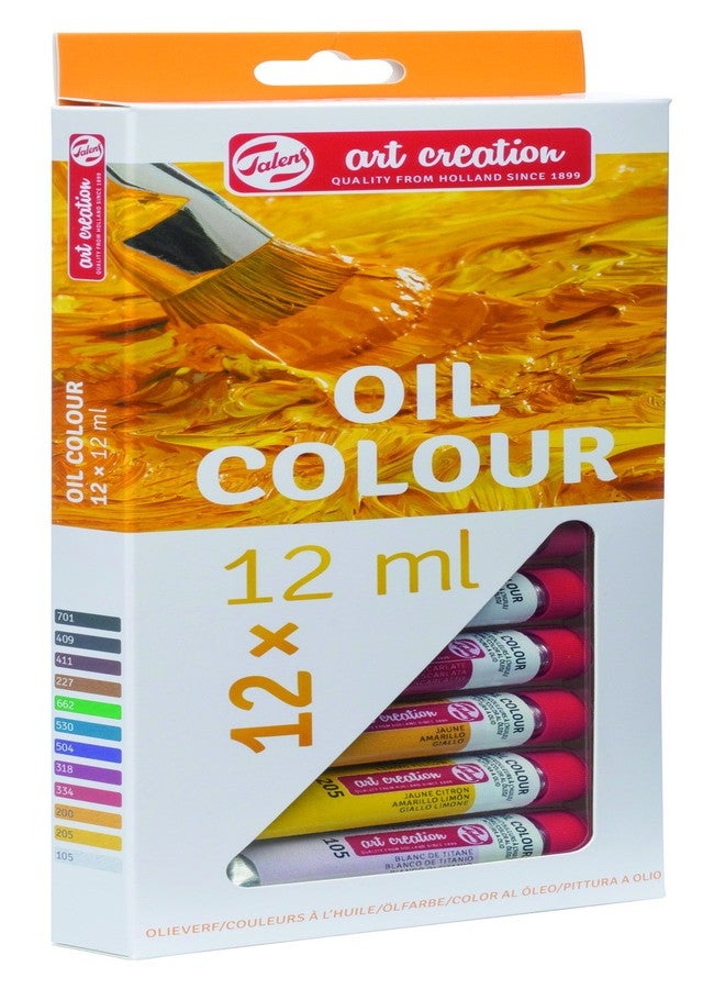 Talens Art Creation Beginner Oil Painting Kit with 12 Colours (12ml Tubes) | Paint for Adults