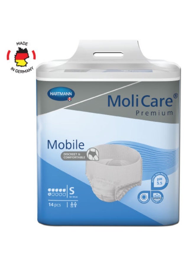 مولي كير موليكير بريميوم موبايل, سراويل حفاضات السلَس للراشدين، للنساء والرجال ,  صغير,  6 قطرات ، ١٤ قطعة \ حزمة - Image 1