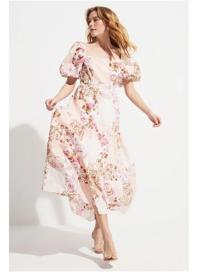 جون June Patterned Watermelon Sleeve Dress