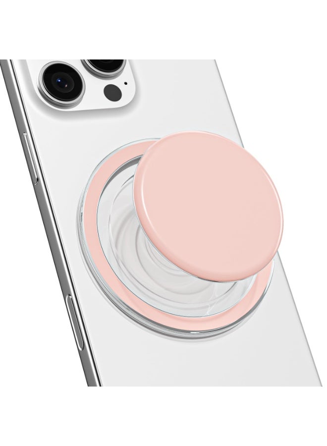 Magnetic Cell Phone Grip Compatible with Magsafe, Collapsible Phone Stand Holder Round Expanding Kickstand for iPhone Samsung Mobile Phones, Cute Soft Silicone Glossy Jelly, Light Pink - Image 1
