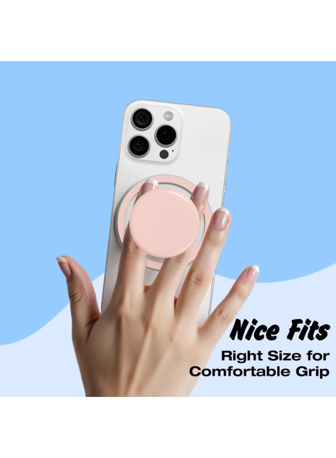 Magnetic Cell Phone Grip Compatible with Magsafe, Collapsible Phone Stand Holder Round Expanding Kickstand for iPhone Samsung Mobile Phones, Cute Soft Silicone Glossy Jelly, Light Pink - Image 4