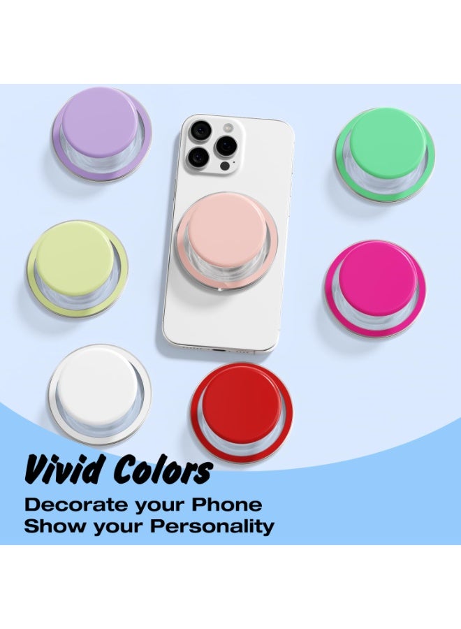 Magnetic Cell Phone Grip Compatible with Magsafe, Collapsible Phone Stand Holder Round Expanding Kickstand for iPhone Samsung Mobile Phones, Cute Soft Silicone Glossy Jelly, Light Pink - Image 3