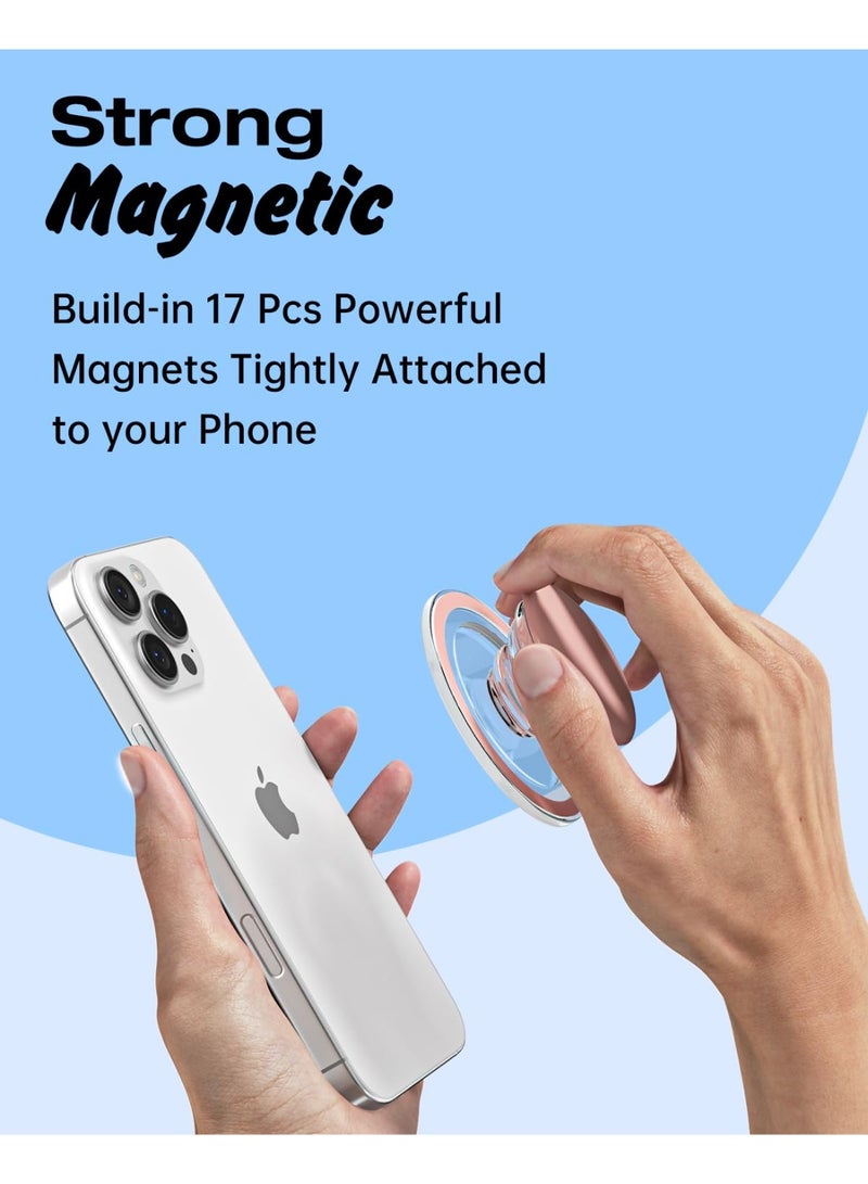 Magnetic Cell Phone Grip Compatible with Magsafe, Collapsible Phone Stand Holder Round Expanding Kickstand for iPhone Samsung Mobile Phones, Cute Soft Silicone Glossy Jelly, Light Pink - Image 5
