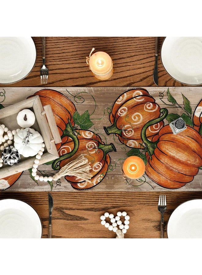 Artoid Mode Polka Dot Pumpkins Vine Fall Table Runner, Seasonal Autumn Thanksgiving Kitchen Dining Table Decoration for Home Party Decor 13x72 Inch - Image 4