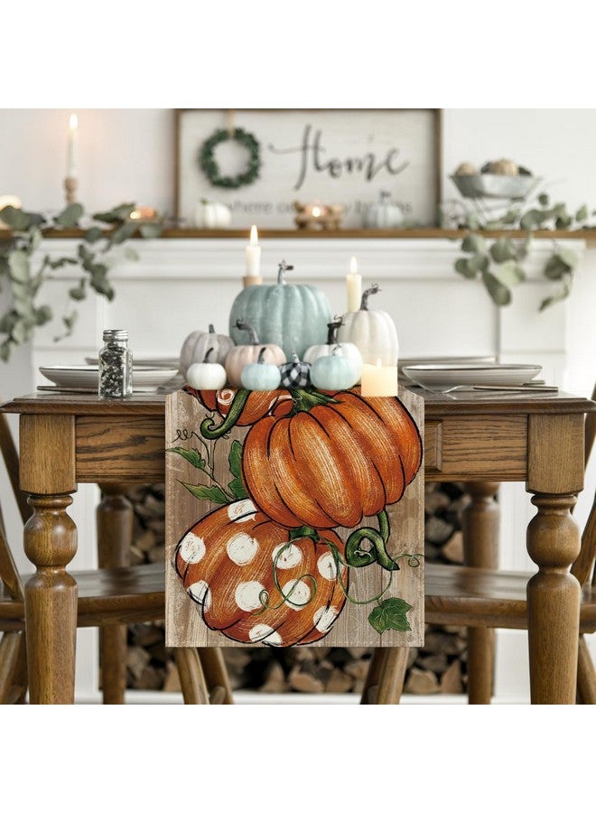 Artoid Mode Polka Dot Pumpkins Vine Fall Table Runner, Seasonal Autumn Thanksgiving Kitchen Dining Table Decoration for Home Party Decor 13x72 Inch - Image 2