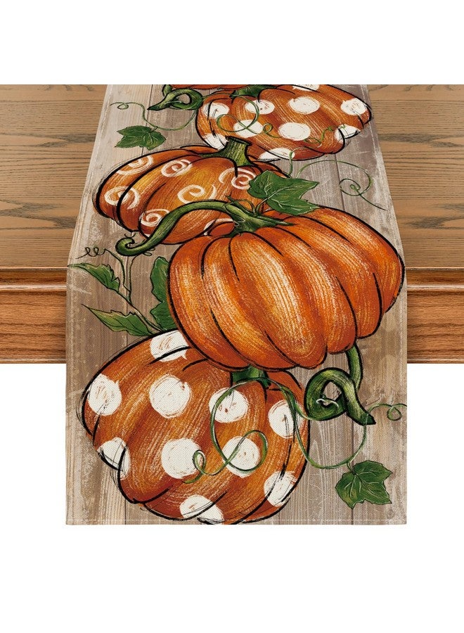 Artoid Mode Polka Dot Pumpkins Vine Fall Table Runner, Seasonal Autumn Thanksgiving Kitchen Dining Table Decoration for Home Party Decor 13x72 Inch - Image 1