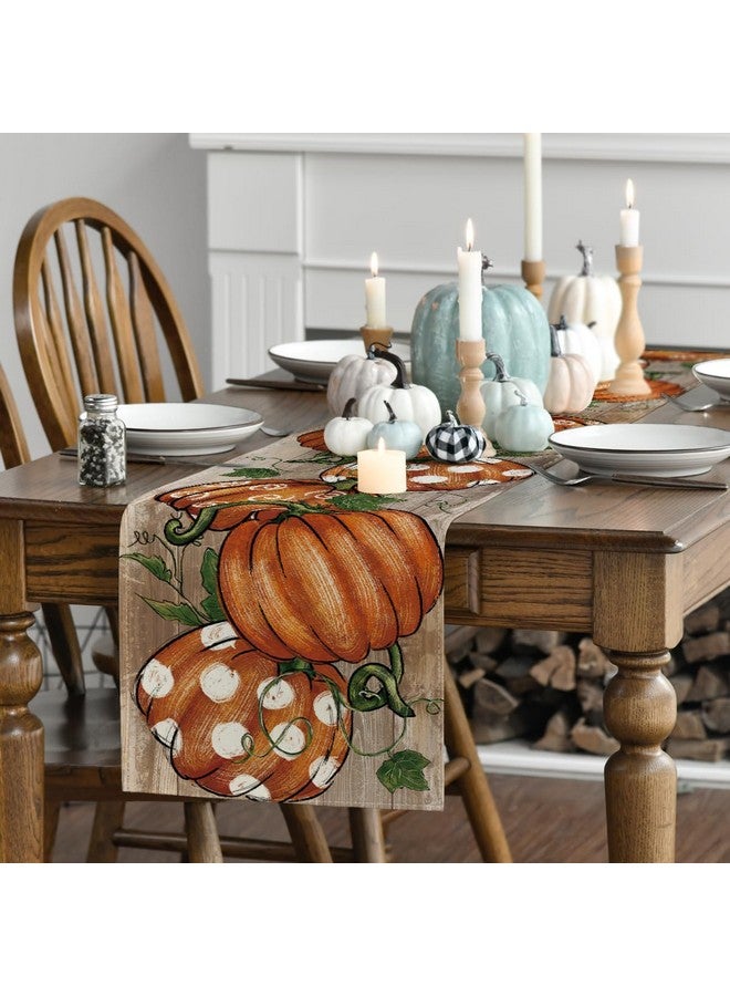 Artoid Mode Polka Dot Pumpkins Vine Fall Table Runner, Seasonal Autumn Thanksgiving Kitchen Dining Table Decoration for Home Party Decor 13x72 Inch - Image 3