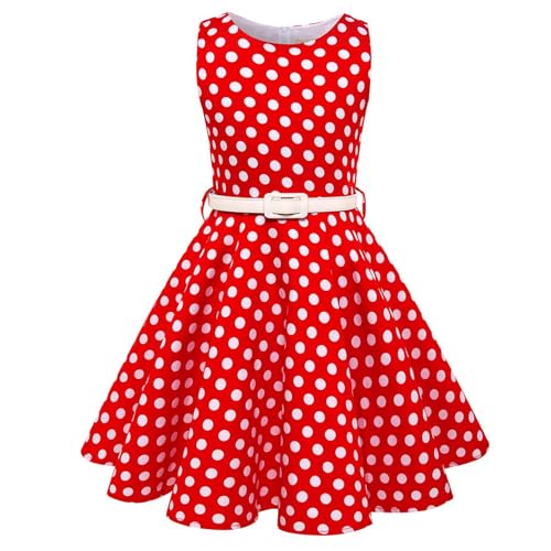 HB HBB MAGIC Girls Vintage Dress 50s Retro Twirling Special Occasion Dresses Size 6-14 Sleeveless Kids Dress Red Polka Dot - Image 3