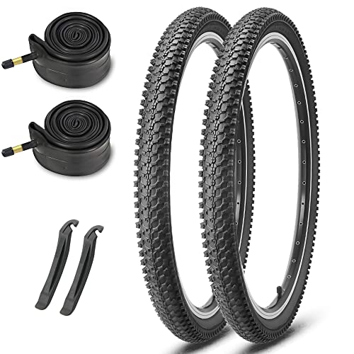 MOHEGIA 26-inch Mountain Bike Tires Set: MOHEGIA 2-Pack 26x1.95 Inch Folding Replacement Bicycle Tires and Inner Tubes with Tire Levers Pair - Image 1