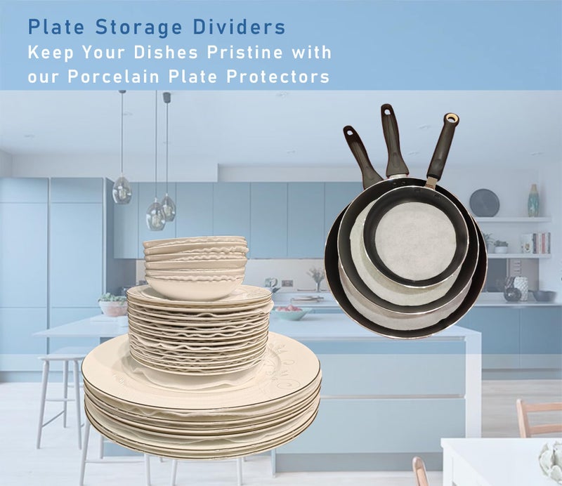 FCSTYODO Felt Plate Dividers,36 PCS Soft Premium Felt Protectors for Porcelain Cookware Storage,Washable & Reusable Separators Pads for Stacking & Protection, 12 Each of 10/6/4.5 inch - Image 2