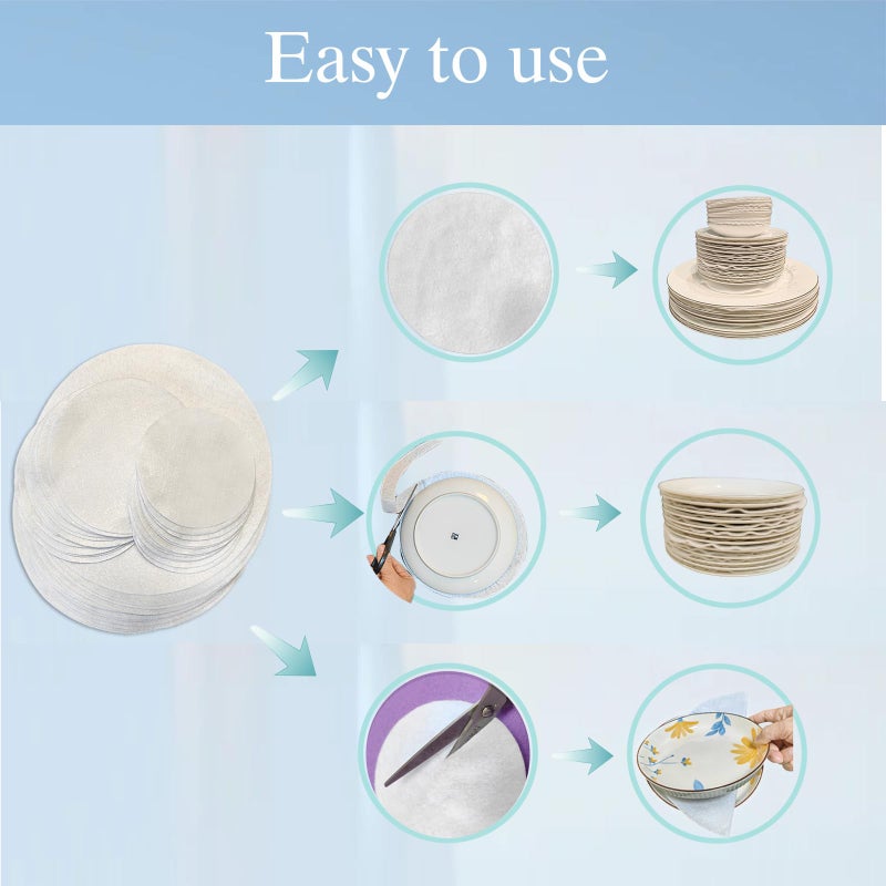 FCSTYODO Felt Plate Dividers,36 PCS Soft Premium Felt Protectors for Porcelain Cookware Storage,Washable & Reusable Separators Pads for Stacking & Protection, 12 Each of 10/6/4.5 inch - Image 5