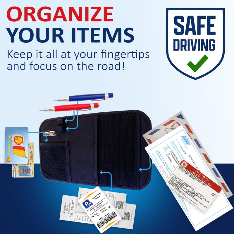 Fancy Mobility Car Sun Visor Organizer - Auto Accessories Document Holder - Car, Truck, SUV Registration & Insurance Storage Pouch - Road Trip Essential Gift for Any Driver - Comes With a Unique eBook - Image 5