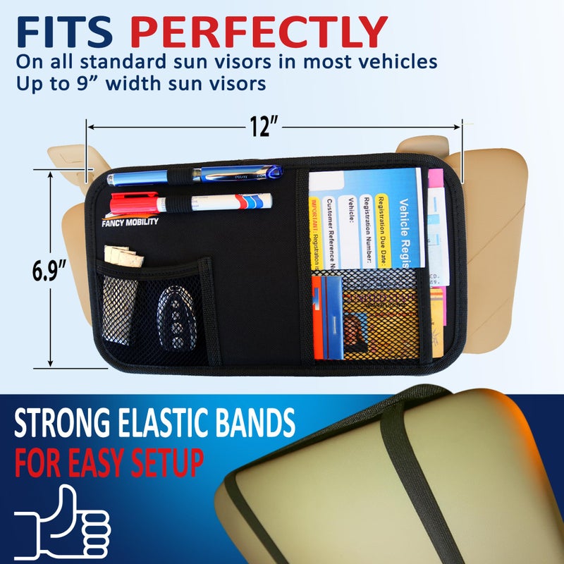 Fancy Mobility Car Sun Visor Organizer - Auto Accessories Document Holder - Car, Truck, SUV Registration & Insurance Storage Pouch - Road Trip Essential Gift for Any Driver - Comes With a Unique eBook - Image 3