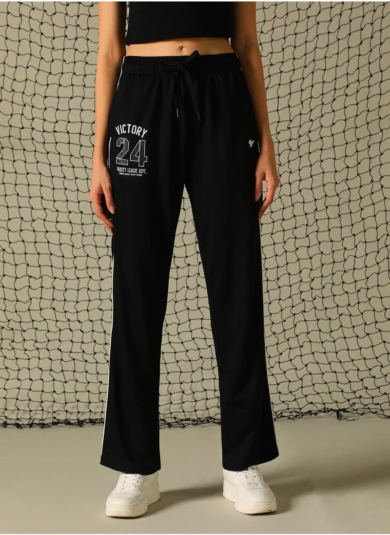 Hubberholme Women's Black 100% Polyester Printed Full Length Casual Regular Fit Trouser