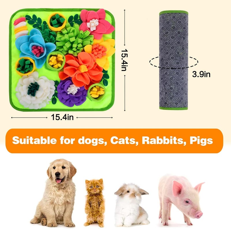 Oliumt Snuffle Mat for Dogs, Sniff Mat Slow Feeding Mat for Small Pets Cats, Rabbits - Help Stress Relief and Training - Stimulate Your Pet's Foraging Skills! (Bright Green) - Image 5