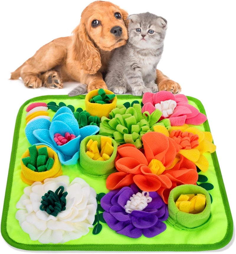 Oliumt Snuffle Mat for Dogs, Sniff Mat Slow Feeding Mat for Small Pets Cats, Rabbits - Help Stress Relief and Training - Stimulate Your Pet's Foraging Skills! (Bright Green) - Image 1
