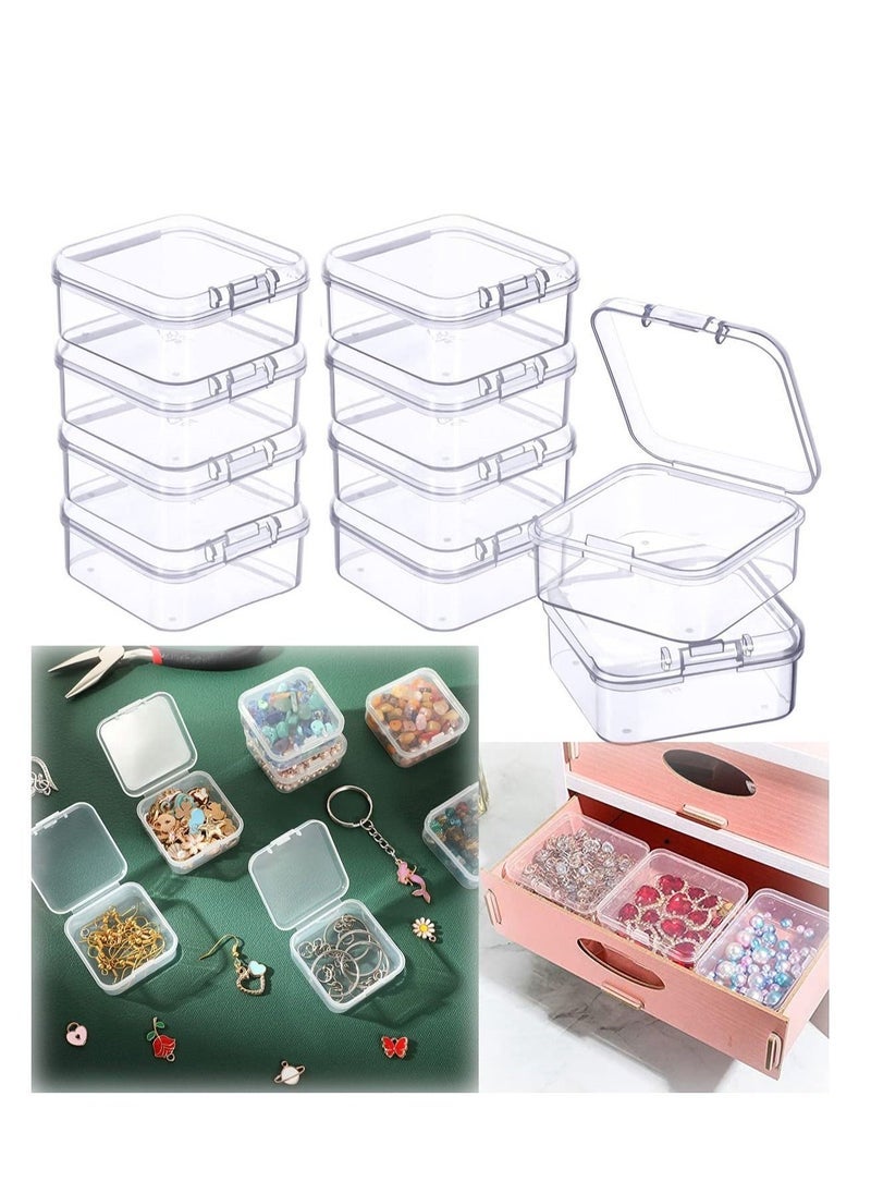 Clear Storage Containers Box, 10 Pieces Mini Plastic Box for Collecting Small Items with Lid, Beads, Jewelry, Business Cards, Game Pieces, Crafts (1.77 x 1.77 x 0.79 inch)