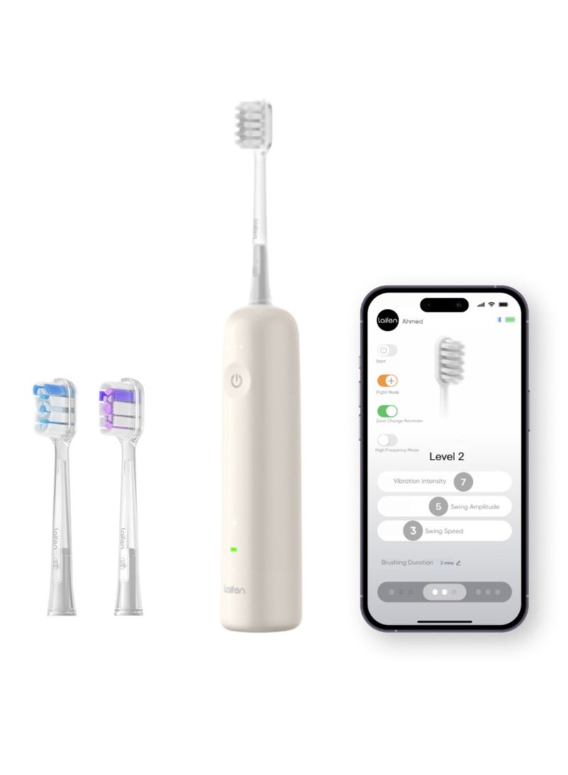 لايفن ويف فرشاة أسنان كهربائية سونيك  للبالغين - الأكثر مبيعًا عالميًا، العلامة التجارية الأولى للعناية بالفم عالميًا - فرشاة أسنان ذكية مع تحكم بالتطبيق، تنظيف بالاهتزاز والتذبذب، 3 رؤوس فرشاة، مقاومة للماء IPX7، شحن مغناطيسي للسفر  و الاستخدام اليومي، ABS كريمي - Image 1