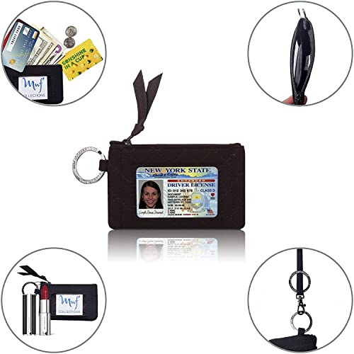 MNF Collections Lanyard with Wallet - Zip ID Case with Lanyard - Lanyard with id Holder - Card Holder Keychain with Zippers -Premium Quilted Microfiber - Brown - Image 5