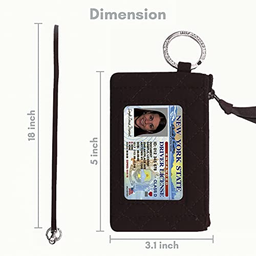 MNF Collections Lanyard with Wallet - Zip ID Case with Lanyard - Lanyard with id Holder - Card Holder Keychain with Zippers -Premium Quilted Microfiber - Brown - Image 4
