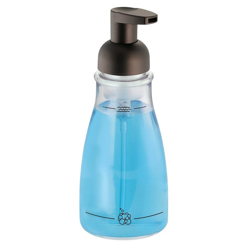 InterDesign iDesign 50104 Bronze InterDesign Plastic Foaming Soap Pump Dispenser Holds 14 oz for Kitchen BathroomSink Vanity 3 x 3 x 75Clear 3 x 3 x 75 inches