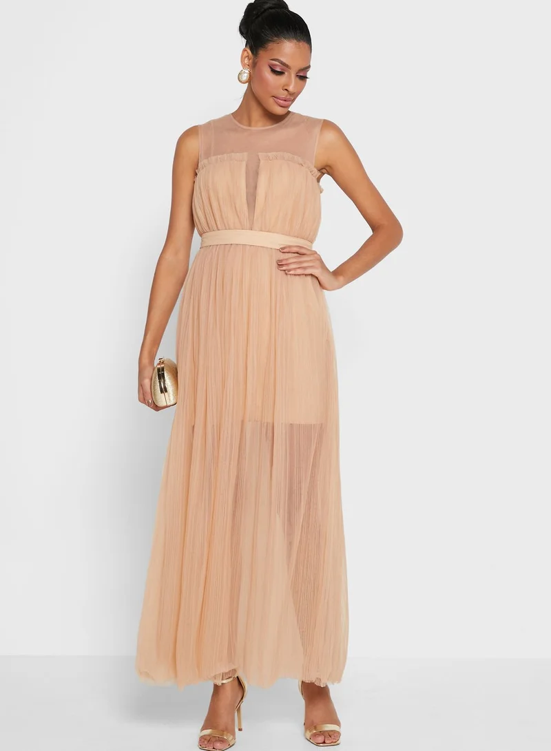 Femi9 Round Neck Embellished Dress