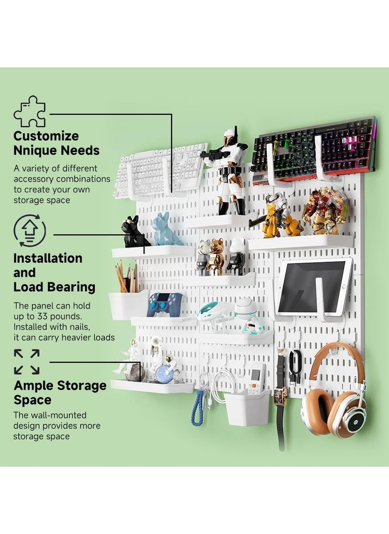 VUCATIN Pegboard Combination Wall Organizer Kit 3 Pcs Pegboard and 17 Accessories Modular Hanging Wall Mount Display Pegboard Panel Kits for Home Office Kitchen Organizer (Black)  - Image 3