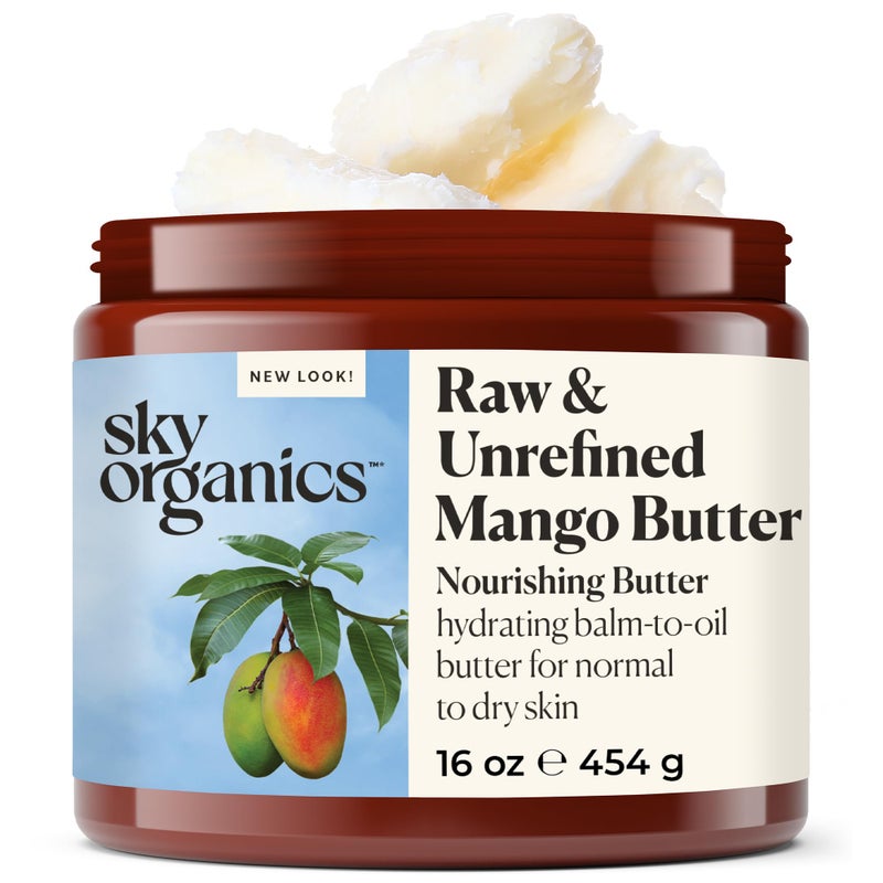 Sky Organics Sky Organics - Mango Butter, 16 oz - Raw & Undefined - Hydrating Balm-to-Oil Butter - Non Greasy - Fatty Acids, Antioxidants & Vitamins - Natural, Vegan, Cruelty & Soy Free - Skin Care & Self Care - Image 1